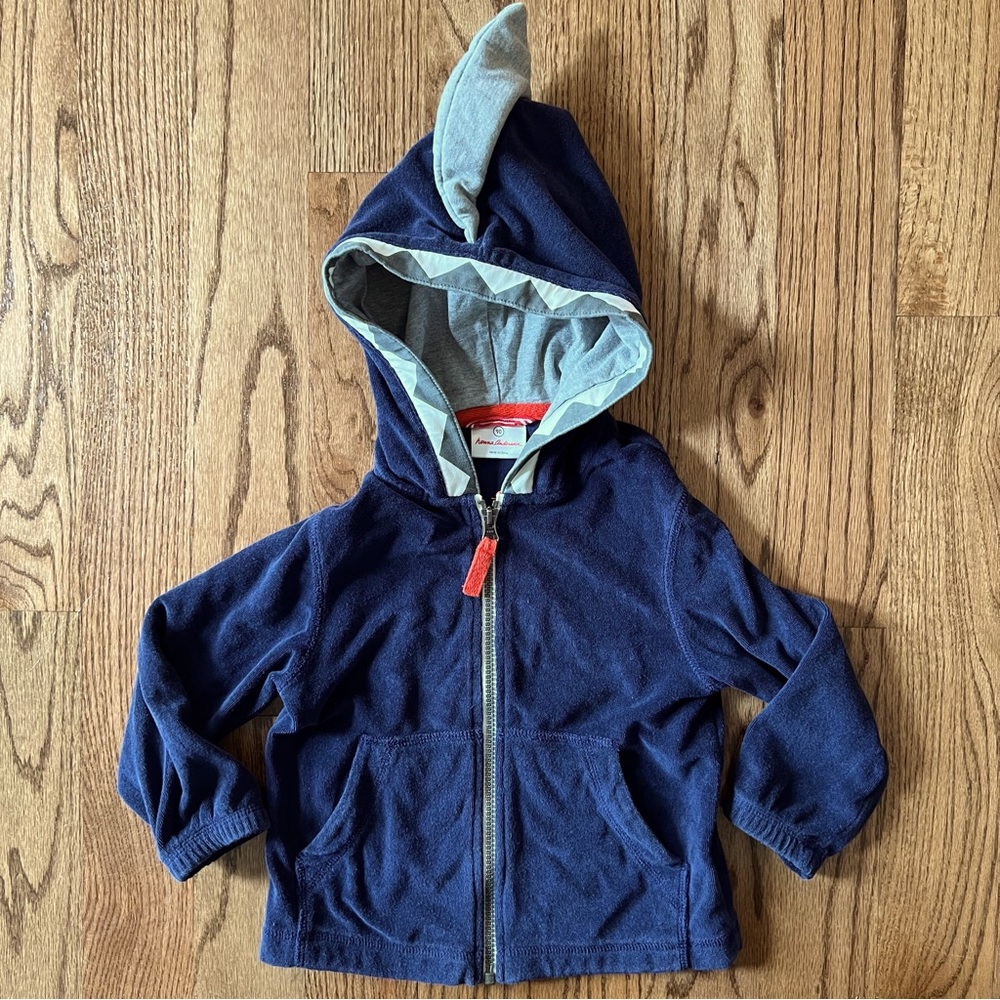 🆕 Hanna Andersson shark toweling zip up hoodie 90 cm